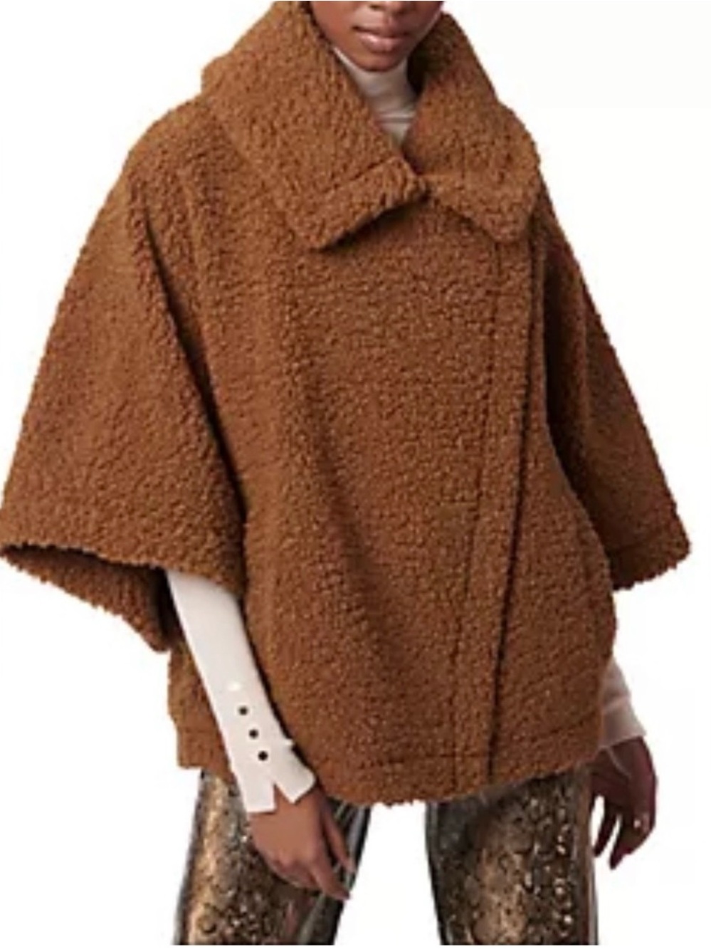 Bernardo Oversized Sherpa Asymmetric Zip Poncho